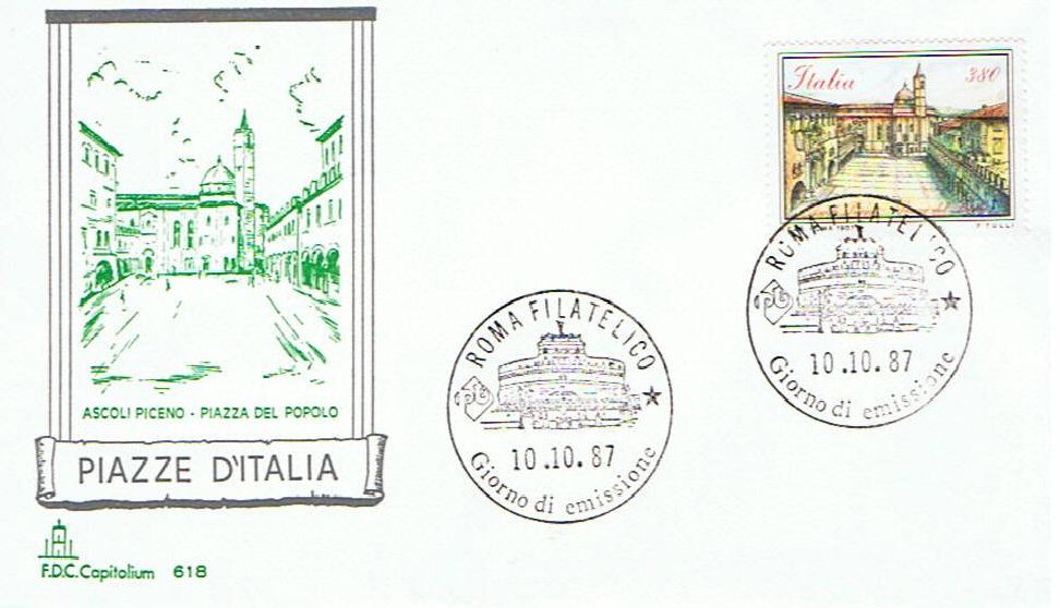 IT1825 - 10/10/1987 - 4v - Piazze dItalia 1 emis.: Ascoli Piceno , Palermo , Torino , Verona