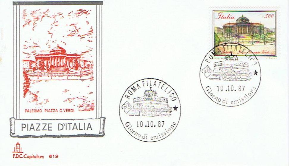 IT1825 - 10/10/1987 - 4v - Piazze dItalia 1 emis.: Ascoli Piceno , Palermo , Torino , Verona