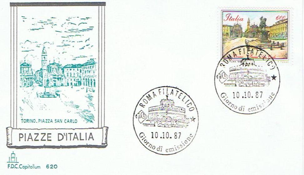 IT1825 - 10/10/1987 - 4v - Piazze dItalia 1 emis.: Ascoli Piceno , Palermo , Torino , Verona