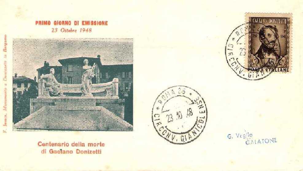 IT0593 - 23/10/19448 - 1v - Centenario della morte di Gaetano Donizetti 15 .