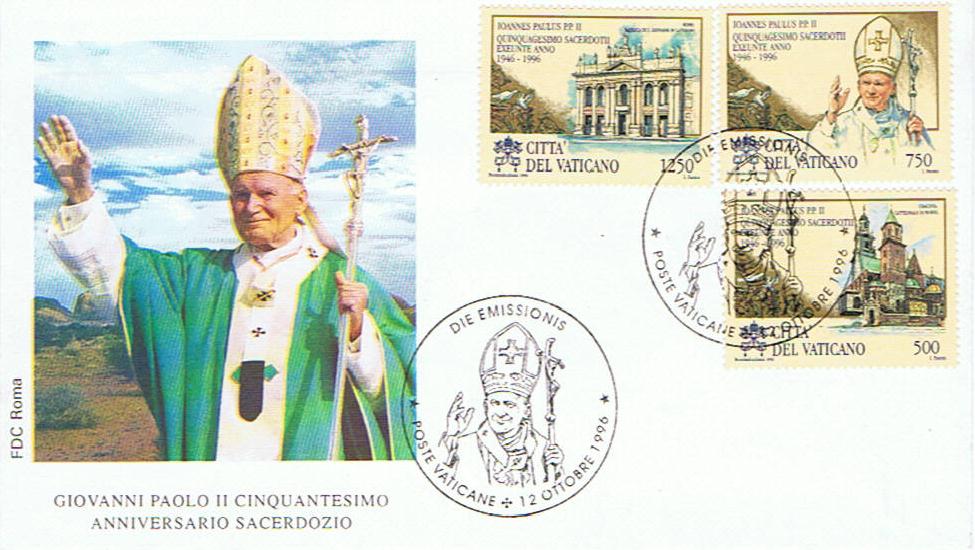 SCV 1996 - 1059 Serie cpl. 3 val. - 50 anniversario dellordinazione sacerdotale di S.S. Giovanni Paolo II