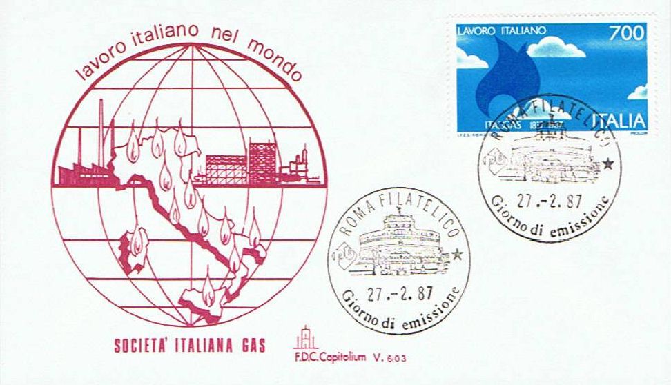 IT1806 - 27/02/1987 - 2v - Lavoro italiano per il mondo 8 emis.: Industria tessile, Marzotto - Italgas