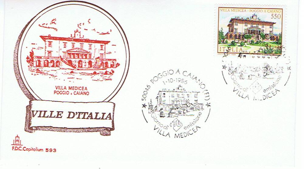 IT1793 - 01/10/1986 - 5v - Ville dItalia 7 emis.: Borromeo , Necker , Palagonia , Medicea , Casltello DIssogne