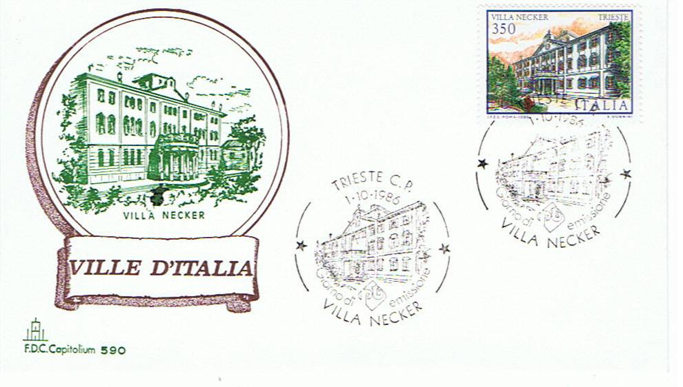 IT1793 - 01/10/1986 - 5v - Ville dItalia 7 emis.: Borromeo , Necker , Palagonia , Medicea , Casltello DIssogne