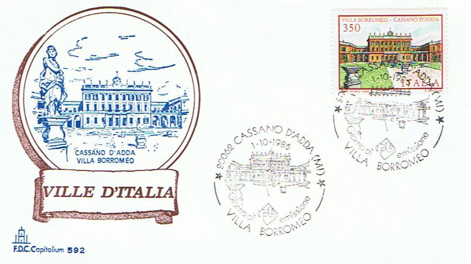 IT1793 - 01/10/1986 - 5v - Ville dItalia 7 emis.: Borromeo , Necker , Palagonia , Medicea , Casltello DIssogne