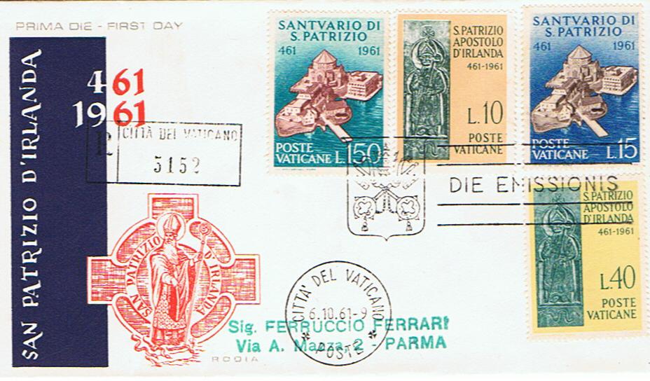 SCV 1961 - 313 S83 Serie completa 4 val. - 15 centenario della morte di San Patrizio