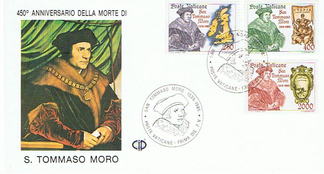 SCV 1985 - 773 Serie 3 val. - 450 anniversario della morte di San Tommaso Moro