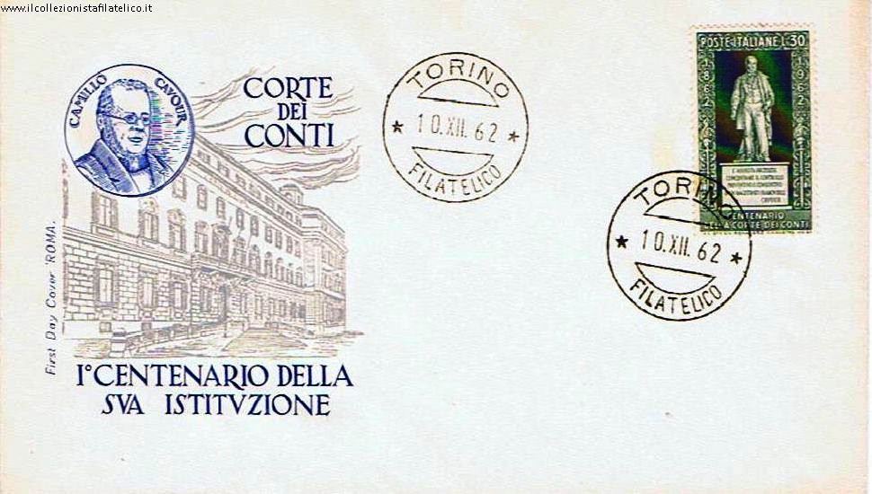 IT0955 - 10/12/1962 - 1v - Centenario dellordinamento della Corte dei Conti - 30  