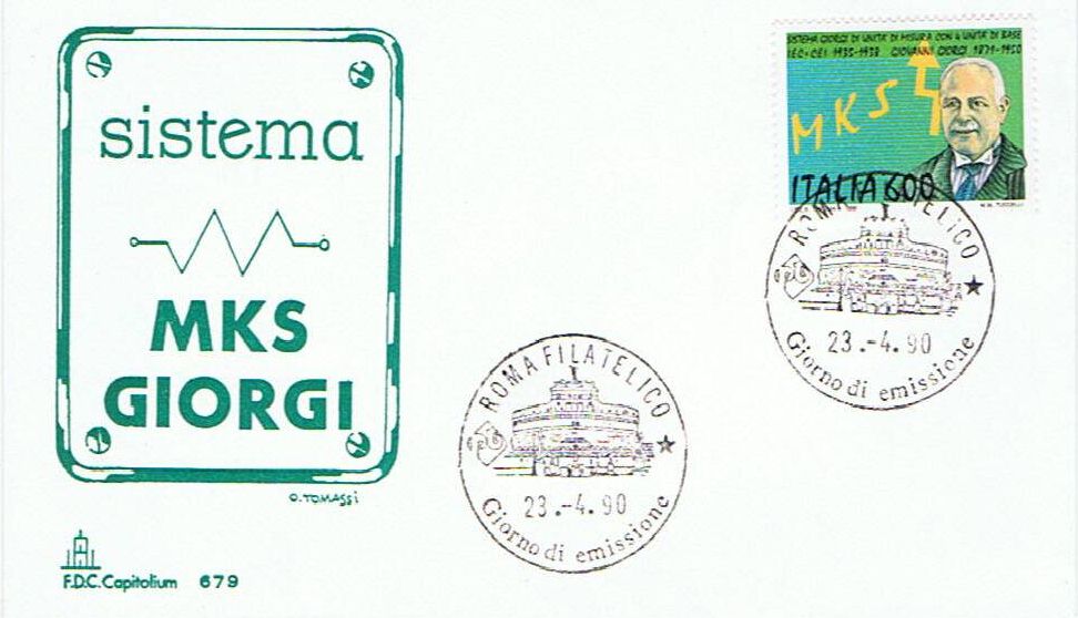 IT1950 - 23/04/1990 - 1v - Sistema MKSO-Giorgi - Ritratto di Giovanni Giorgi