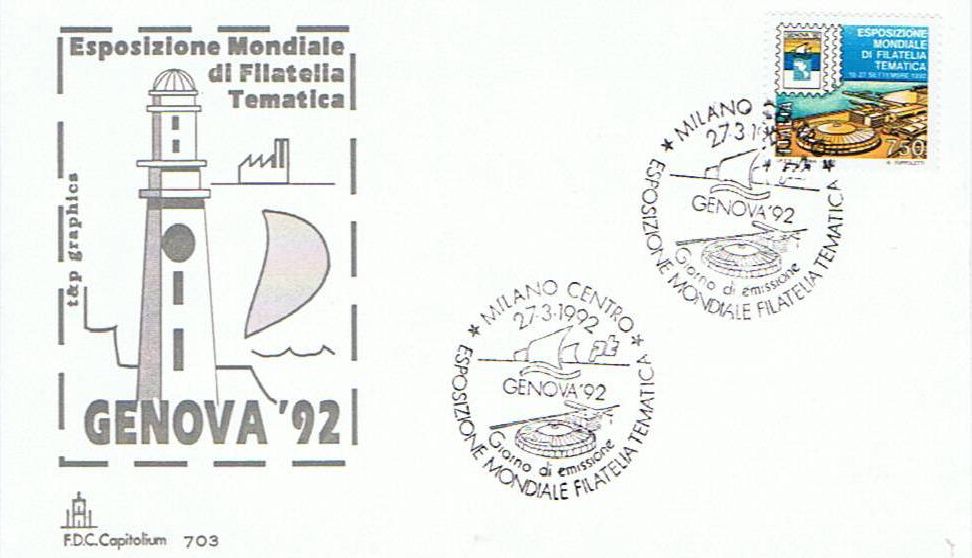 IT2010 - 27/03/1992 - 1v - Genova 92 - Esposizione mondiale di filatelia tematica