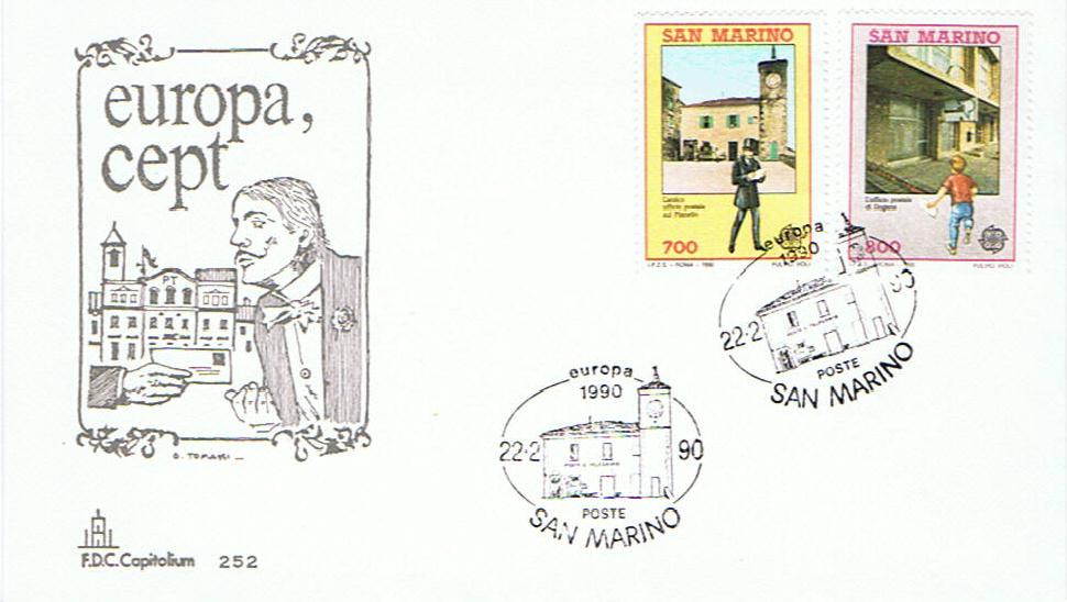 RSM 1990 - 1273 S269 Serie completa 2 val. - Europa - Palazzotto delle Poste , Ufficio Postale di Dogana