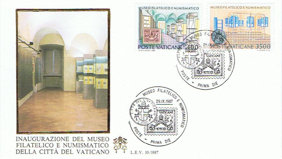 SCV 1987 - 815 S212 Serie completa 2 val. - Inaugurazione del museo filatelico e numismatico della Citt del Vaticano