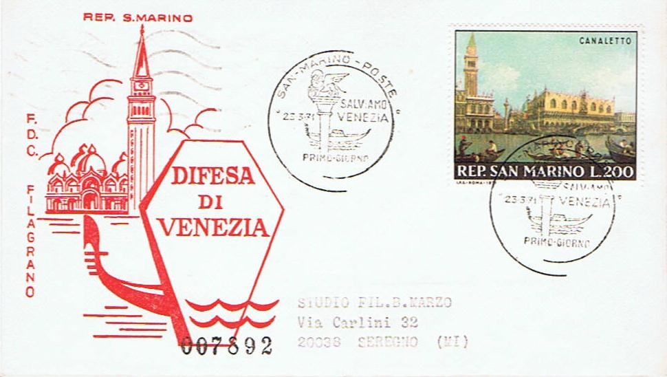 RSM 1971 - 824 S155 Serie cpl. 3 val. - Canaletto - Dogana , Canal Grande , Palazzo Ducale