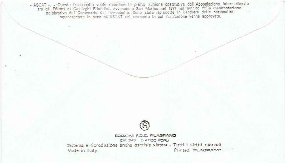 RSM 1982 - 1106 - Associazione internazionale editori di cataloghi filatelici - Globo e bandiere