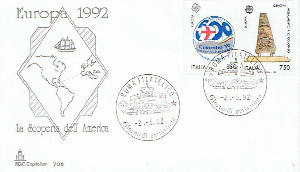 IT2016 - 02/05/1992 - 2v - Europa CEPT - 37 emissione 