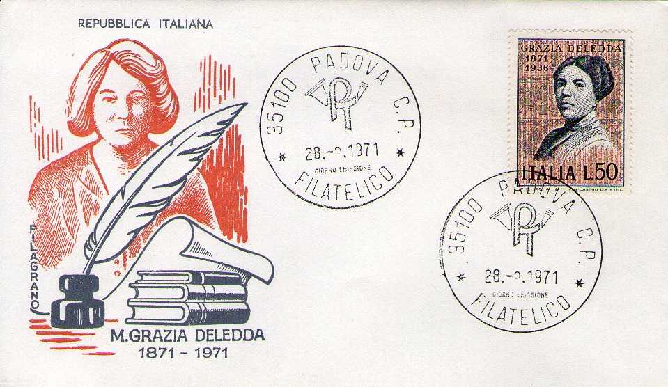 IT1158 - 28/09/1971 - 1v - Centenario della nascita di Grazia Deledda  50