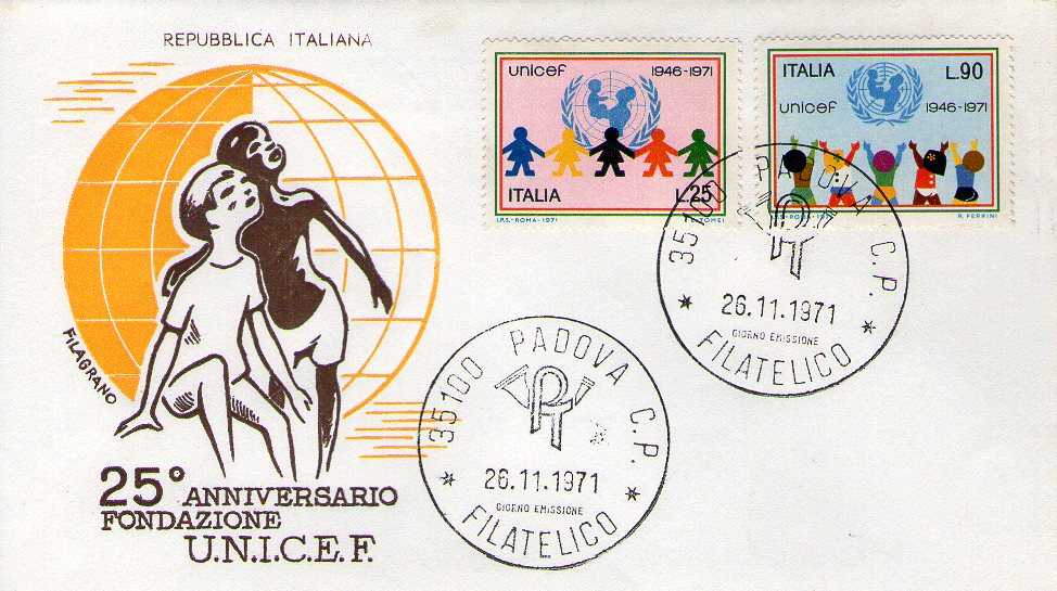 IT1161 - 26/11/1971 - 2v - 25 Anniversario dellU.N.I.C.E.F.