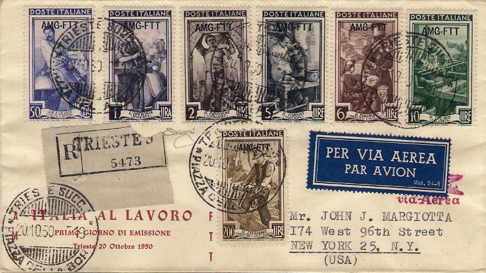 TrA 1950 - FDC - 89 S15 Serie completa 17 val. - Italia al lavoro