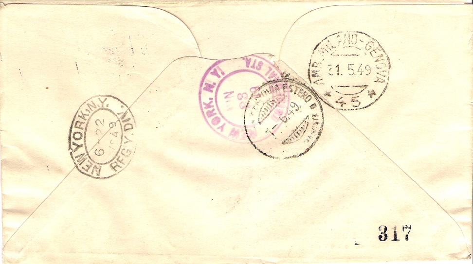 TrA 1949 - FDC - 41 - Centenario della repubblica romana - Villa del Vascello 100 .