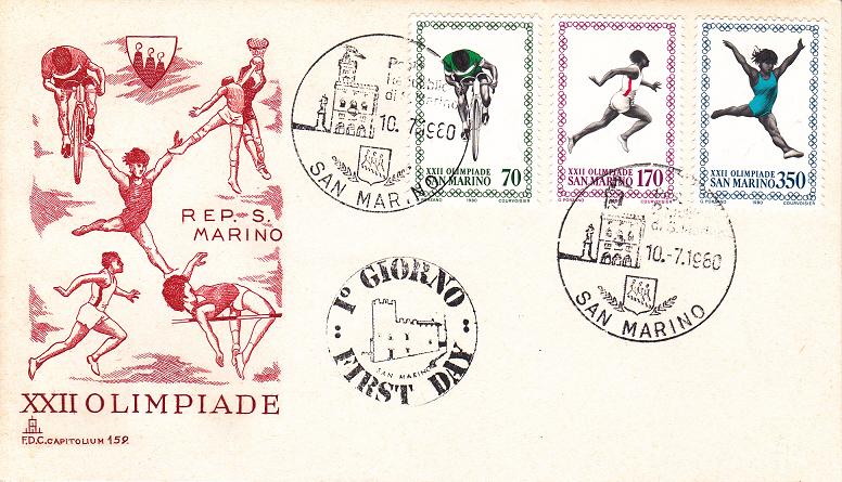 RSM 1980 - 1058 S210 Serie cpl. 5 val. - 22 olimpiade - MOSCA  