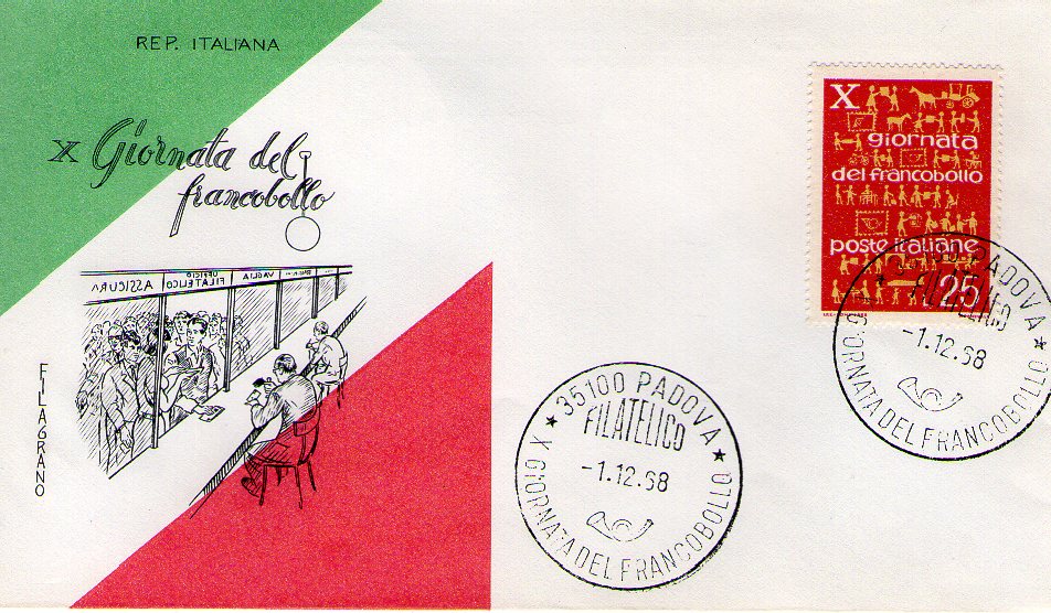 IT1105 - 01/12/1968 - 1v - 10 Giornata del francobollo - Evoluzione dei servizi postali  25