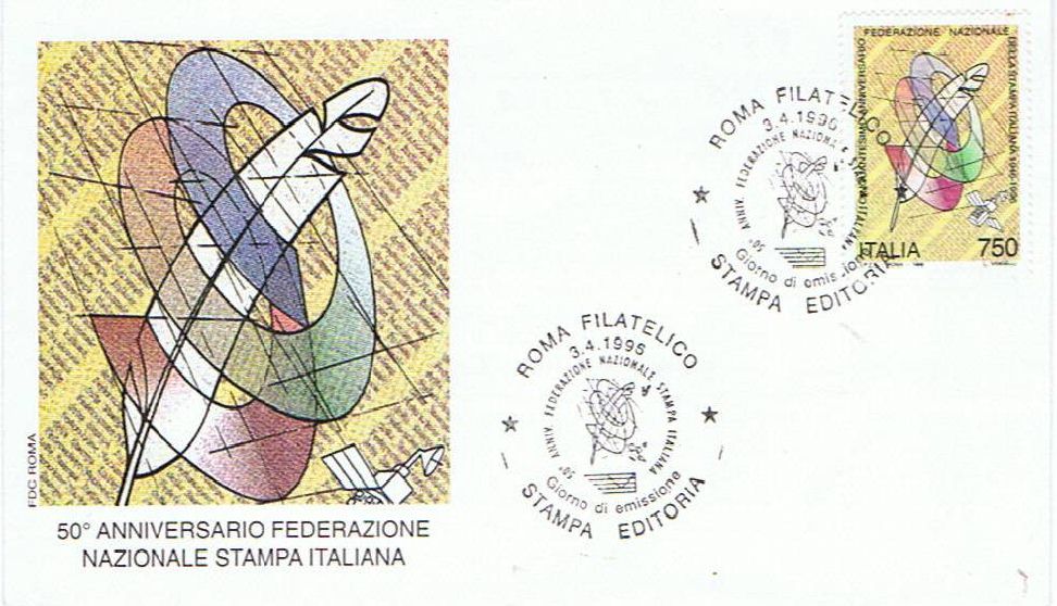 IT2242 - 03/04/1996 - 2v - 50 anniversario della federazione nazionale della stampa italiana e centenario della gazzetta dello sport