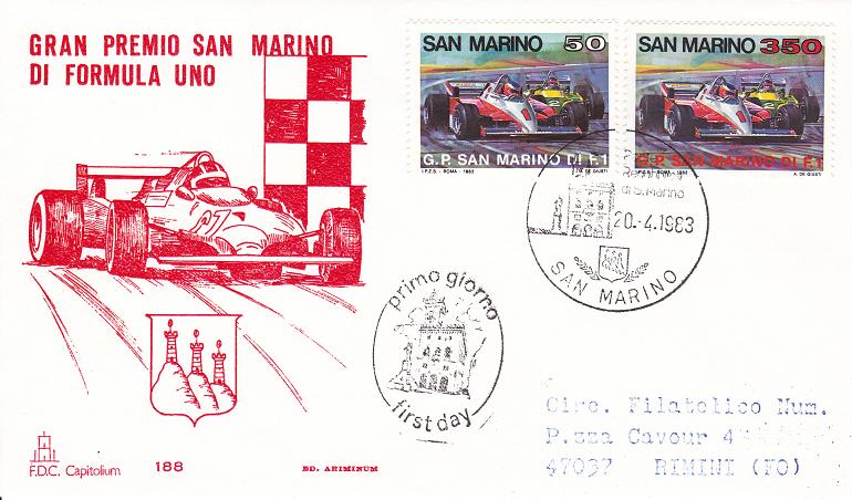 RSM 1983 - 1123 S225 Serie cpl. 2 val. - Gran premio San Marino di Formula 1