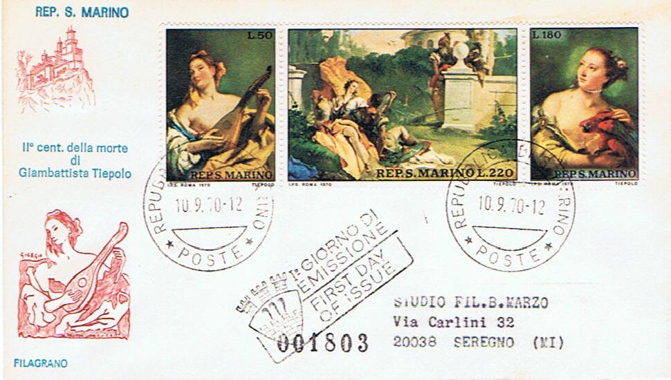 RSM 1970 - 811 S153 Serie cpl. 3 val. - 2 centenario della morte di G.B.Tiepolo