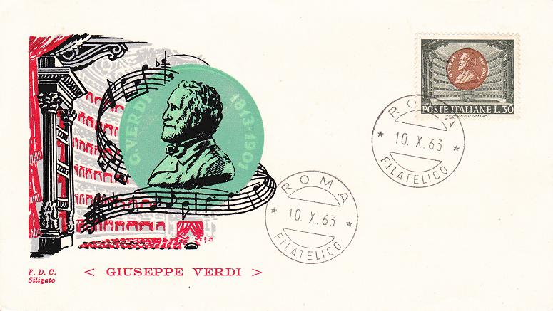 IT0971 - 10/10/1963 - 1v - 150 anniversario della nascita di Giuseppe Verdi 30 