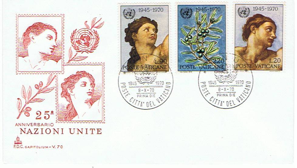 SCV 1970 - 492 S130 Serie cpl. 3 val. - 25 anniversario dell ONU 