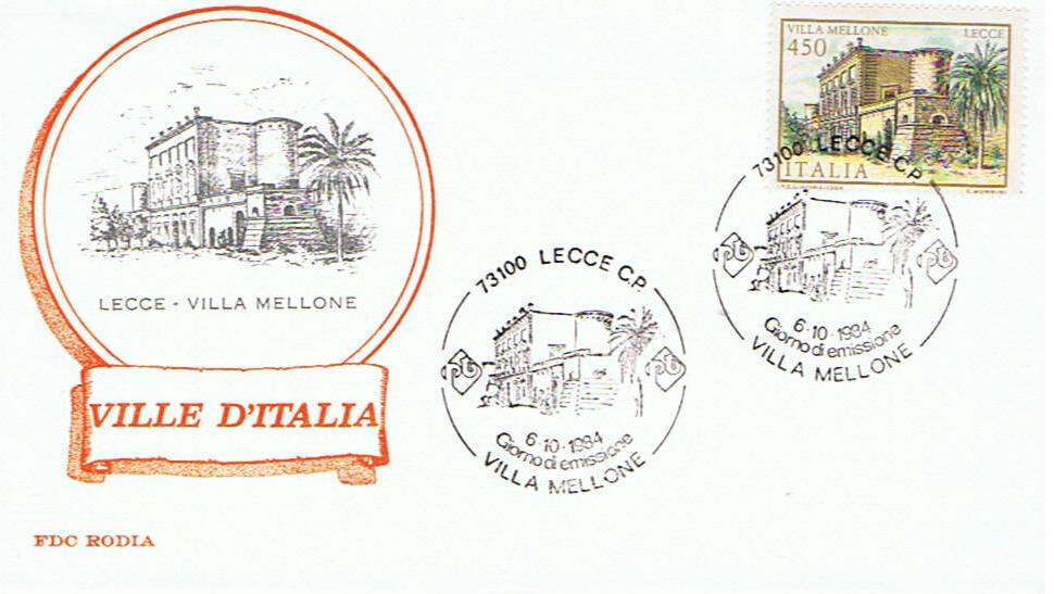 IT1701 06/10/1984 - 4v - Ville Ditalia - 5 emis. - Villa Caristo, a Stignano , Villa Doria Pamphili, a Genova , Villa reale, a Stupinigi , Villa Mellone, a Lecce 