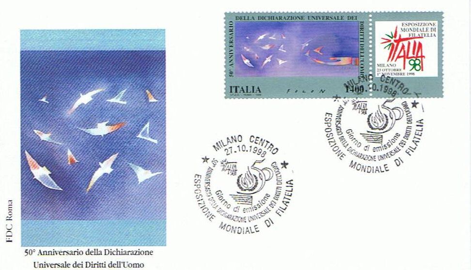 IT2417 - 27/10/1998 - 1v - Esposizione mondiale di filatelia a MIlano, 7 emiss.: Giornata dei diritti dell´uomo