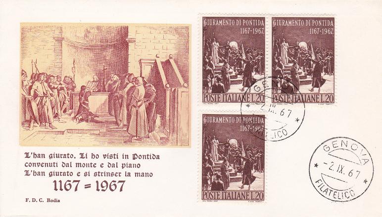 IT1056 - 02/09/1967 - 1v - 8 Centenario del giuramento di Pontida 20 