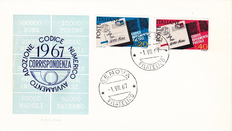 IT1051 - 01/07/1967 - 2v - Codice di Avviamento Postale