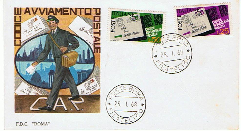 IT1065 - 25/01/1968 - 2v - Codice di Avviamento Postale