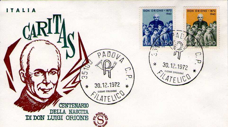 IT1196 - 30/12/1972 - 2v - Centenario della nascita di don Luigi Orione