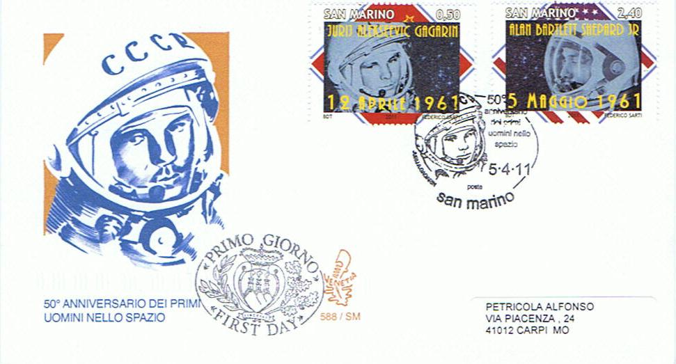 RSM 2011 - 2320 Serie cpl. 2 val. - 50 anniversario dei primi uomini nello spazio - Jurij Gagarin , Alan Shepard