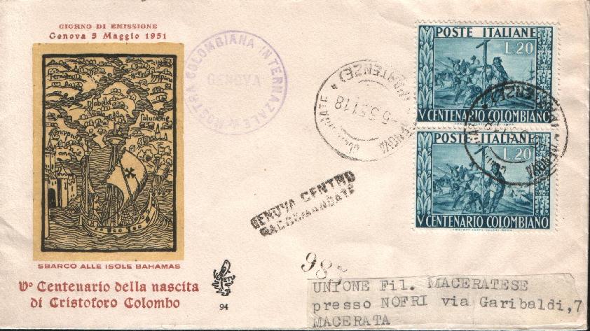 IT0660 - 05/05/1951 - 1v - 5 Centenario della nascita di Colombo  20