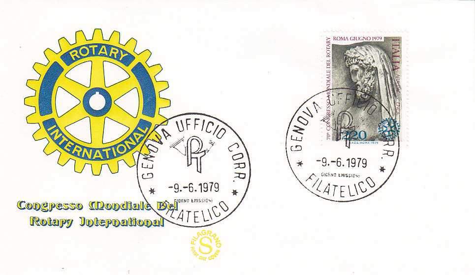 IT1464 - 09/06/1979 - 1v - Primo congresso mondiale del Rotary in Italia - Ritratto di Enea 220 