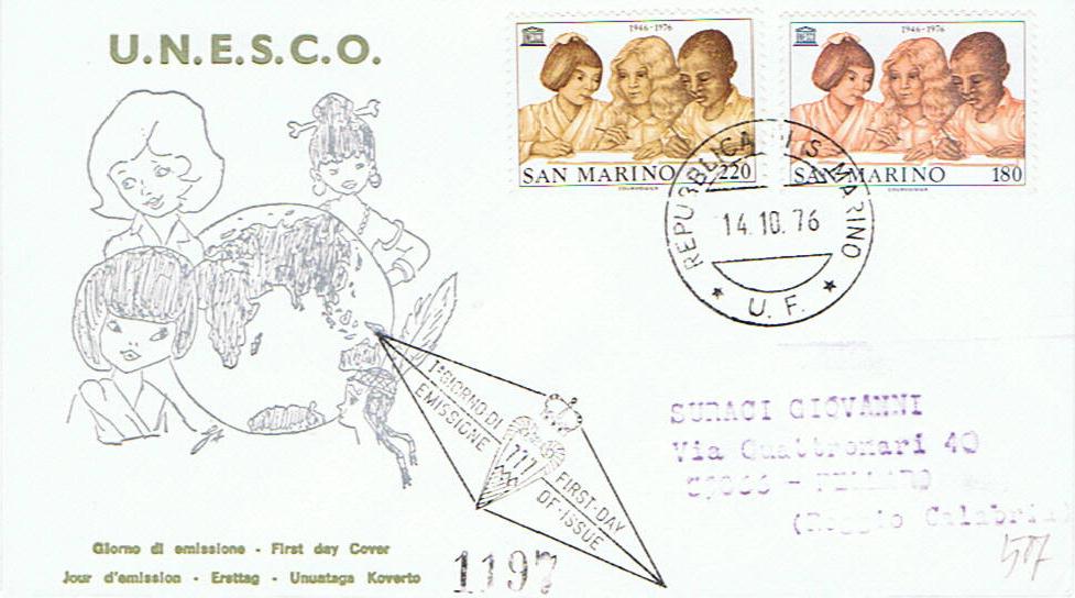 RSM 1976 - 971 S186 Serie cpl. 2 val. - Unesco - Bambini di razze diverse