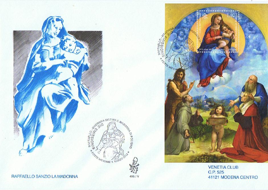 SCV 2012 - 1597 BF70 BF71 Blocco Foglietto - 500 anni della Madonna di Foligno e della Madonna Sistina