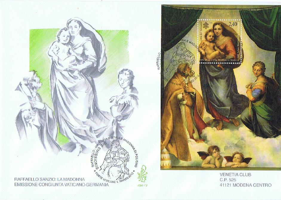 SCV 2012 - 1597 BF70 BF71 Blocco Foglietto - 500 anni della Madonna di Foligno e della Madonna Sistina