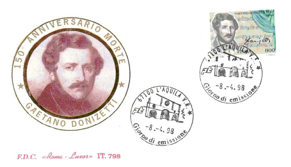 IT2372 - 08/04/1998 - 2v - 4 Centenario della nascita del melodramma & Gaetano Donizetti