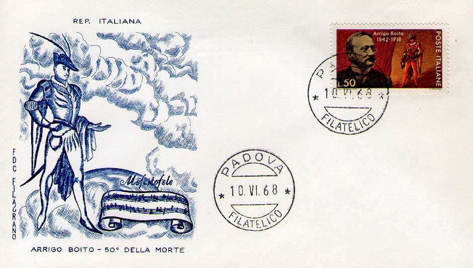 IT1089 - 10/06/1968 - 1v - 50 anniversario della morte di Arrigo Boito  50