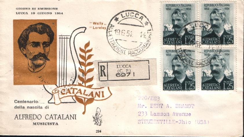 IT0740 - 19/06/1954 - 1v - Centenario della nascita di Alfredo Catalani  25