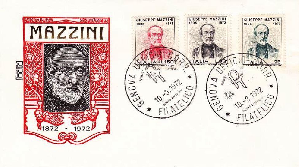 IT1168 - 10/03/1972 - 3v - Centenario della morte di Giuseppe Mazzini