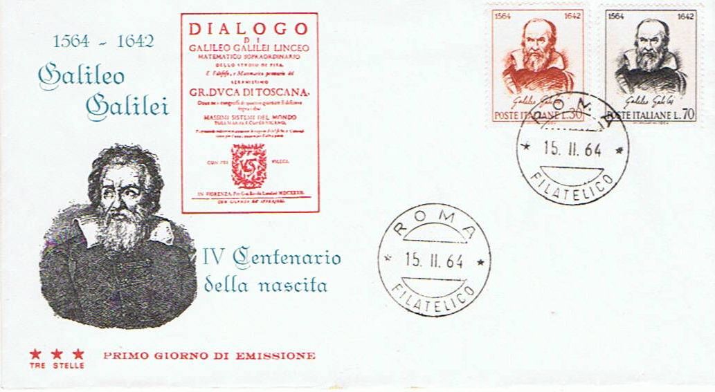 IT0975 - 15/02/1964 - 2v - 4 centenario della nascita di Galileo Galilei