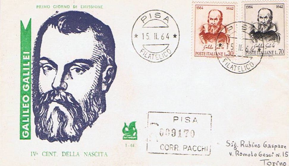 IT0975 - 15/02/1964 - 2v - 4 centenario della nascita di Galileo Galilei