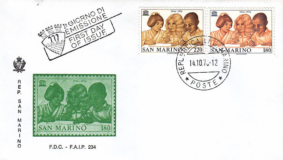 RSM 1976 - 971 S186 Serie cpl. 2 val. - Unesco - Bambini di razze diverse