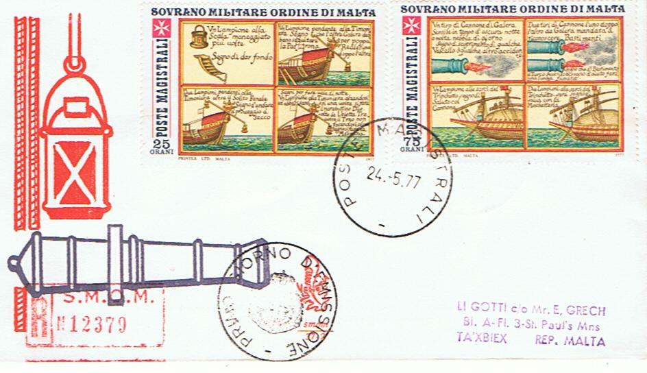 SMOM 1977 - FDC - 132 S30 Serie completa 4 val. - Antiche segnalazioni della marineria : Lampioni